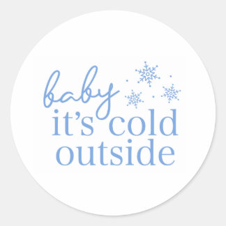 Adesivo Redondo Chá de Bebê de Inverno Azul Bebê Está Frio Lá Fora