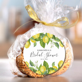 Adesivo Redondo Chá de Bebê de Limão Cítrico Elegante