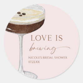Adesivo Redondo Chá de Bebê de Love Is Brewing Expresso Martini