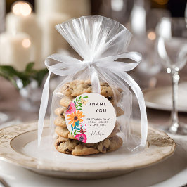 Adesivo Redondo Chá de Bebê de Noiva de Flor Silvestre Rosa Vibran