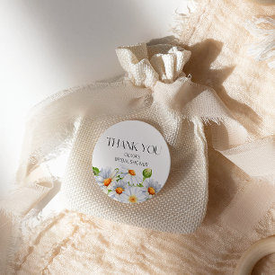 Adesivo Redondo Chá de Bebê de Noiva de Margarida em Aquarela Mini