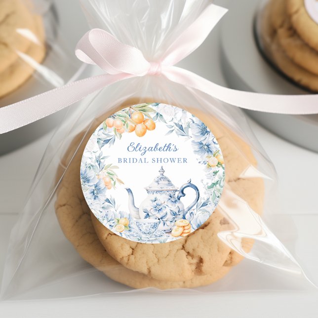 Adesivo Redondo Chá de Bebê de Noiva em Aquarela (Criador carregado)