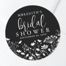 Chá de Bebê de Noiva Flor Silvestre Elegante Preto