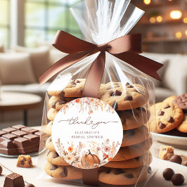 Adesivo Redondo Chá de Bebê de Outono em Terracota