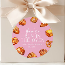 Adesivo Redondo Chá de Bebê de Pão com Bun no Forno