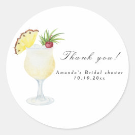 Adesivo Redondo Chá de Bebê de Pina Colada Cocktail