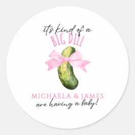 Adesivo Redondo Chá de Bebê do Casal Big Dill Watercolor Pickle