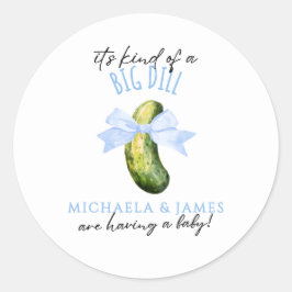 Adesivo Redondo Chá de Bebê do Casal Big Dill Watercolor Pickle