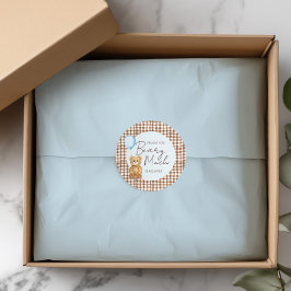 Adesivo Redondo Chá de Bebê do Menino do Urso Azul - Agradecimento