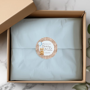 Adesivo Redondo Chá de Bebê do Menino do Urso Azul - Agradecimento