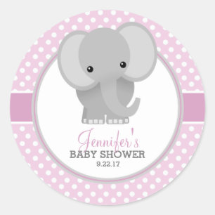 Adesivo Redondo Chá de Bebê Elefante (rosa)
