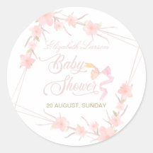Chá de Bebê Elegante com Flores em Aquarela Rosa