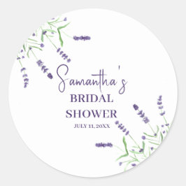 Adesivo Redondo Chá de Bebê em Aquarela Roxa com Flores de Lavanda