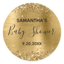 Chá de Bebê em Glitter Dourado