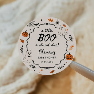 Adesivo Redondo Chá de Bebê Fantasma de Halloween Little Boo