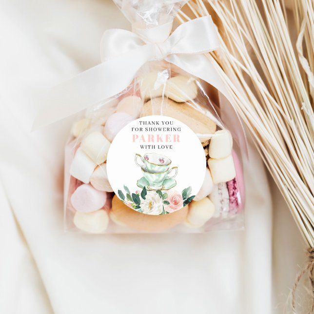 Adesivo Redondo Chá de Bebê Festa de Chá (Criador carregado)