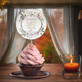 Adesivo Redondo Chá de Bebê Floral Boho Muted Outono