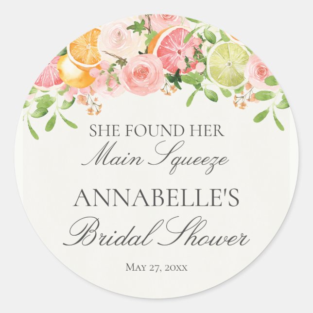 Adesivo Redondo Chá de Bebê Floral Citrino Pastel Festa de Noiva P (Frente)