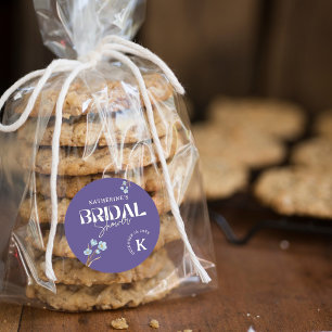 Adesivo Redondo Chá de Bebê Floral em Aquarela Azul Vintage