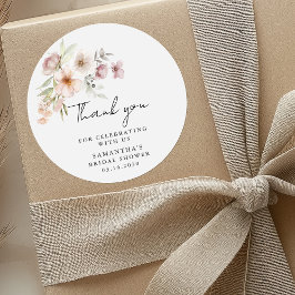 Adesivo Redondo Chá de Bebê Floral Rosa Elegante