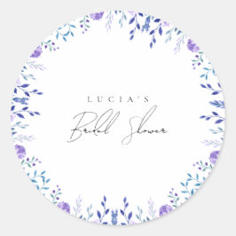 Adesivo Redondo Chá de Bebê Floral Roxo Modelo