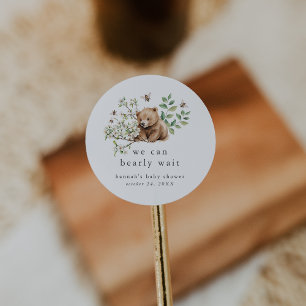 Adesivo Redondo Chá de Bebê HANNAH Woodland We Can Bearly Wait