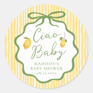 Adesivo Redondo Chá de Bebê Italiano Limão Ciao Baby