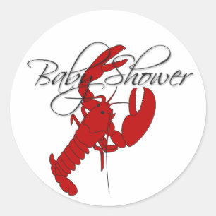 Adesivo Redondo Chá de Bebê Lagostim Red Lobster