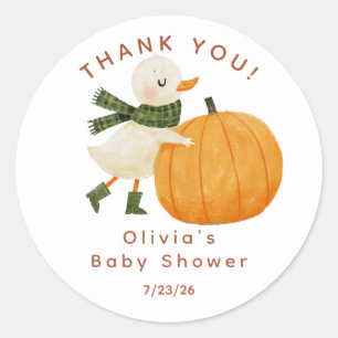 Adesivo Redondo Chá de Bebê Little Pumpkin Duck