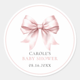 Adesivo Redondo Chá de Bebê Menina Arco Rosa Claro