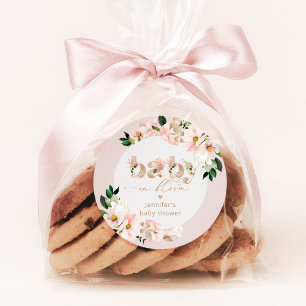 Adesivo Redondo Chá de bebê menina baby in bloom elegante