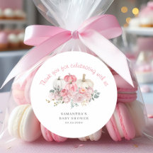 Chá de Bebê Menina Elegante Pequena Abóbora Rosa