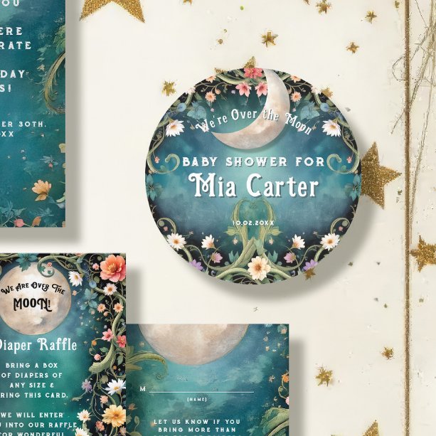 Adesivo Redondo Chá de Bebê Menina Rosa Floral Super Fofa Além da  (Criador carregado)