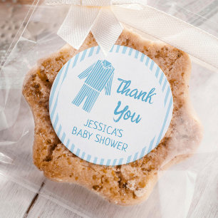 Adesivo Redondo Chá de Bebê Menino de Breakfast e Pijama