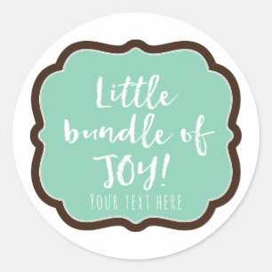 Adesivo Redondo Chá de Bebê Mint & Chocolate Brown Bundle of Joy