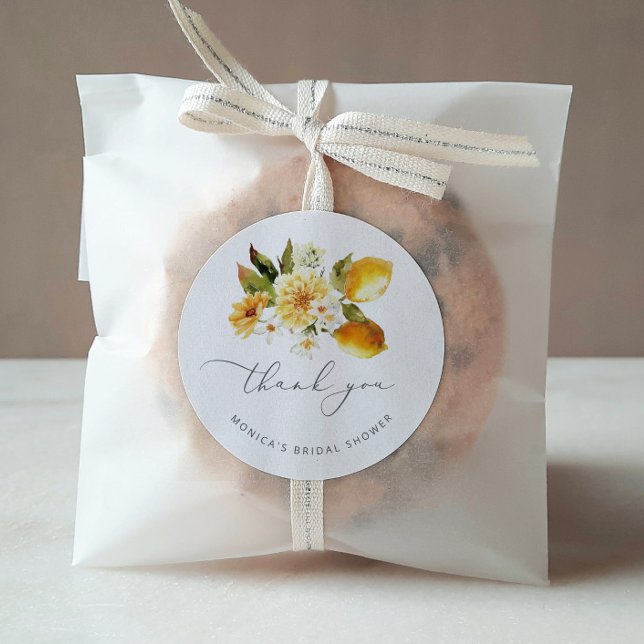 Adesivo Redondo Chá de bebê moderno de limão (Criador carregado)