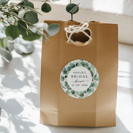 Adesivo Redondo Chá de Bebê Moderno e Elegante com Folhagens