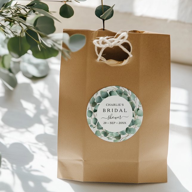 Adesivo Redondo Chá de Bebê Moderno e Elegante com Folhagens (Criador carregado)