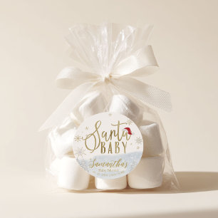 Adesivo Redondo Chá de Bebê Natal Inverno Santa Baby