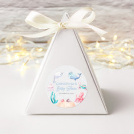 Adesivo Redondo Chá de Bebê Náutico Debaixo do Mar