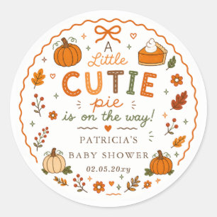 Adesivo Redondo Chá de Bebê Neutro Cutie Pie Pumpkin