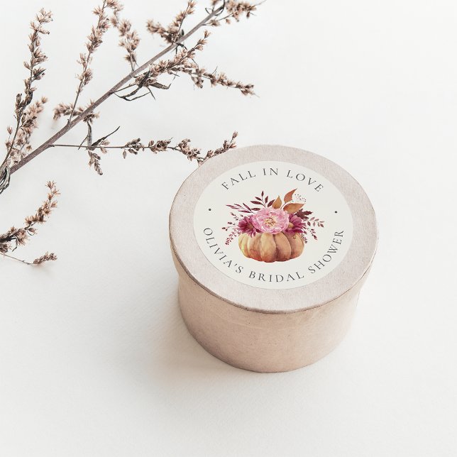 Adesivo Redondo Chá de Bebê Outonal de Abóbora & Flores Silvestres (Criador carregado)