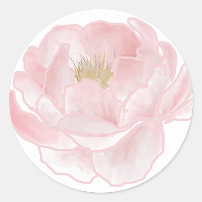Adesivo Redondo Chá de Bebê Pink Peony (Frente)