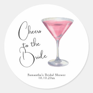 Adesivo Redondo Chá de Bebê Rosa Aquarela Cocktail
