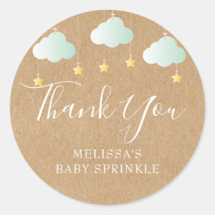 Adesivo Redondo Chá de bebê rustic kraft twinkle sprinkle