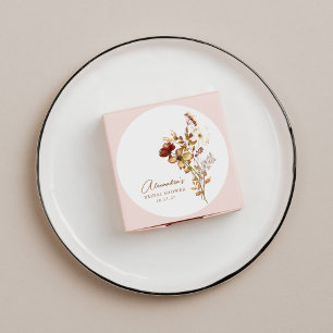 Adesivo Redondo Chá de Bebê Rústico Boho Terra Natureza Botânica