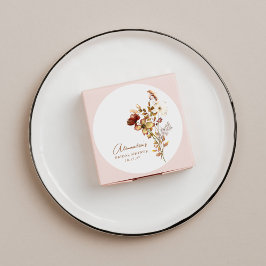 Adesivo Redondo Chá de Bebê Rústico Boho Terroso Botânico da Natur