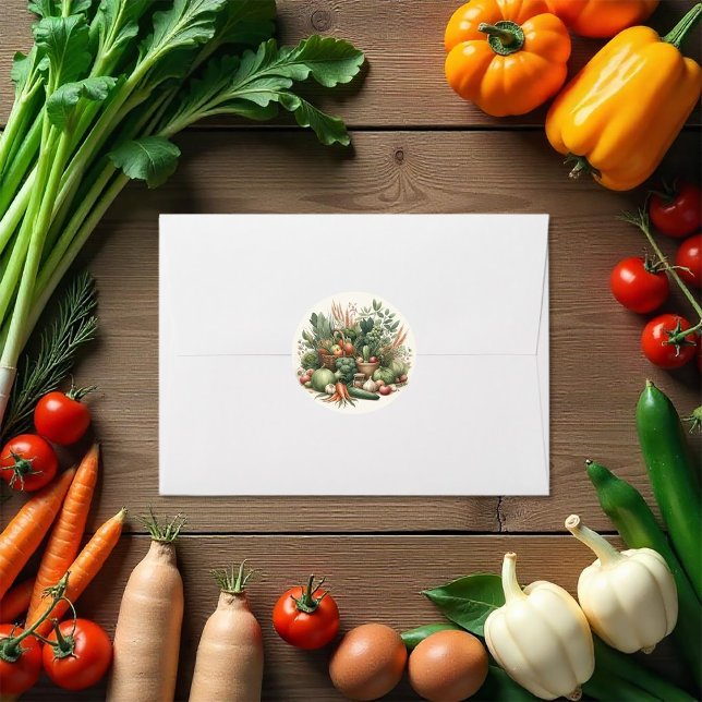 Adesivo Redondo Chá de Bebê Rústico de Produtos Localmente Cultiva (Rustic Locally Grown Farmers Market Baby Shower Classic Round Sticker)