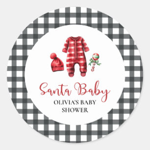 Adesivo Redondo Chá de Bebê Santa Baby Natal