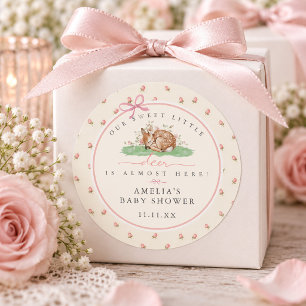 Adesivo Redondo Chá de Bebê Sweet Little Deer Rosebud